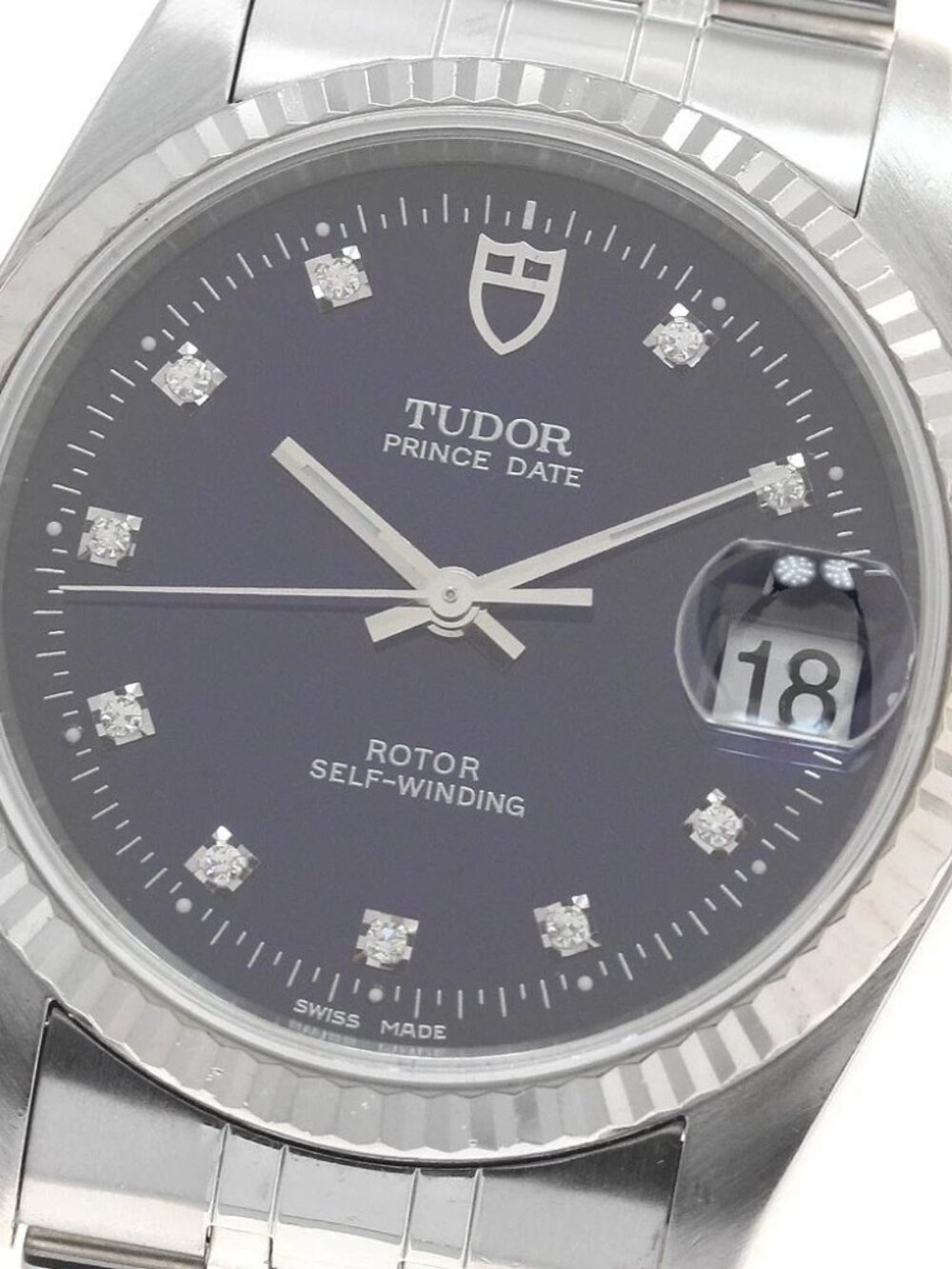 TUDOR Prince Date 74034 WG bezel 10P diamond blue Dial Automatic Men's_956138